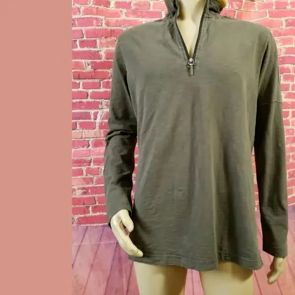 AJ Armani Jeans Mens Sweater Mock-neck Grey US XL 1/4 Zip Long Sleeve - Picture 2 of 8